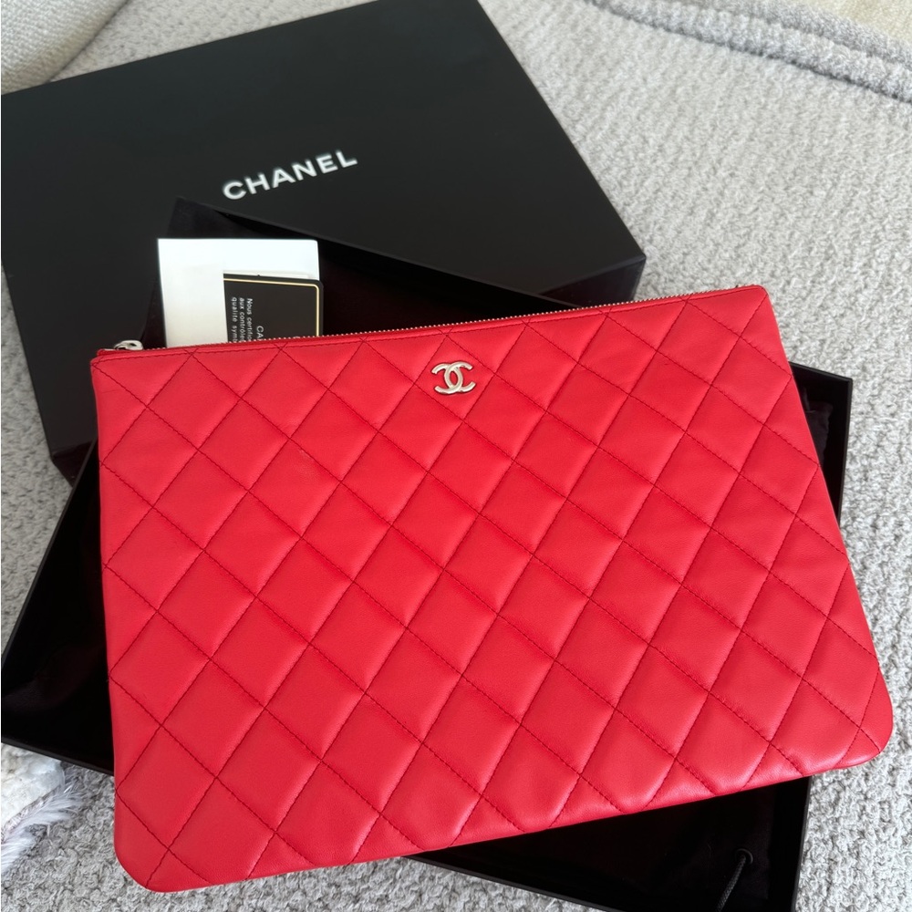 Chanel Red Quilted Pouch